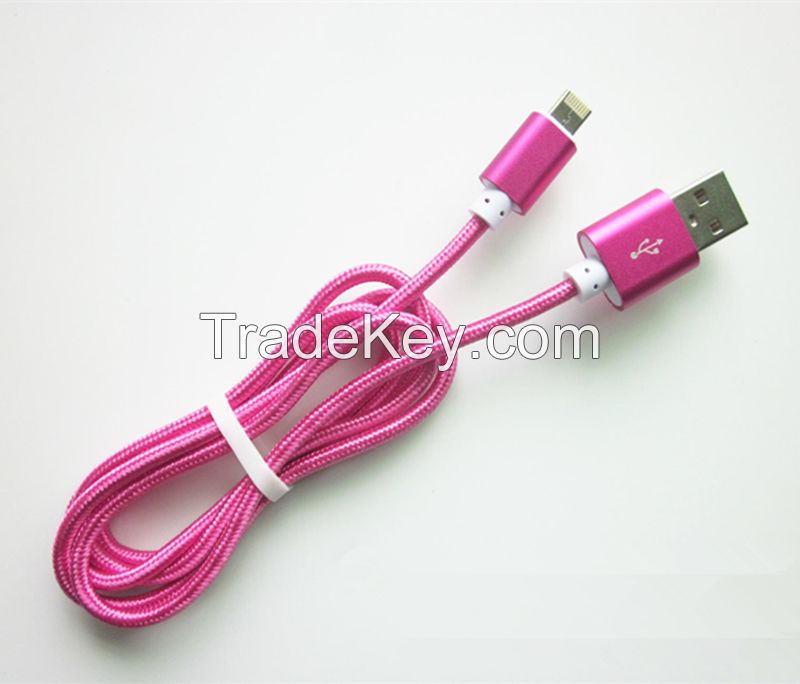 1M Fabric Braided 2 in 1 Micro USB Cable Data Sync USB Cable For Samsung Galaxy S7 iP6/6S Cell phone