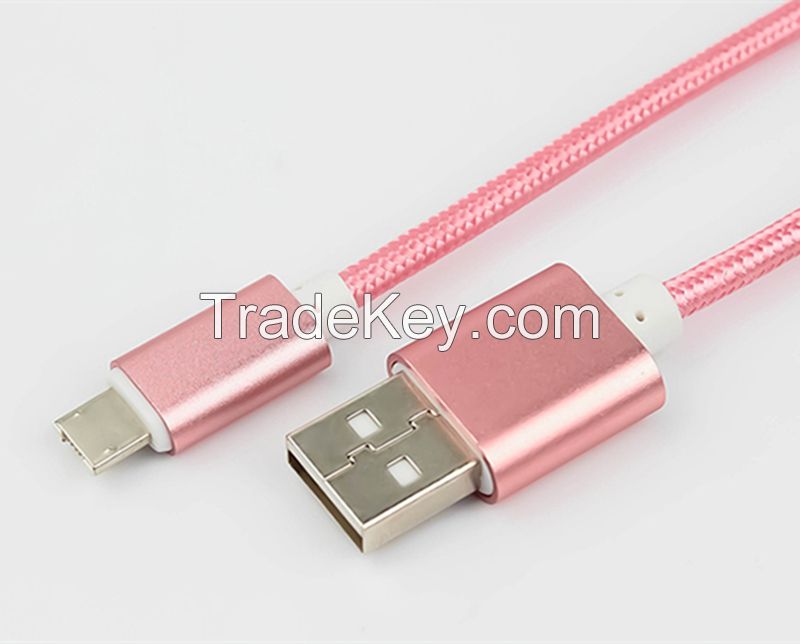 1M Fabric Braided 2 in 1 Micro USB Cable Data Sync USB Cable For Samsung Galaxy S7 iP6/6S Cell phone