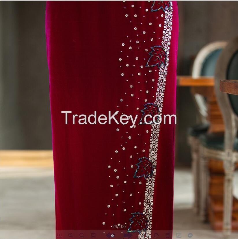 Fashion Elegant Vintage Handmade Beads Velvet Cheongsam/Vintage Qipao/