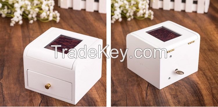 High quality white wooden ballerina jewelry music box with dancing girl