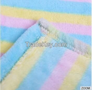 Colorful sripes printed flannel fleece blanket 