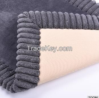 Dark Grey Memory Foam Design Coral Fleece Bath Mat 