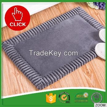 Dark Grey Memory Foam Design Coral Fleece Bath Mat 