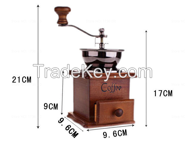 Vintage machine hand grinding coffee beans