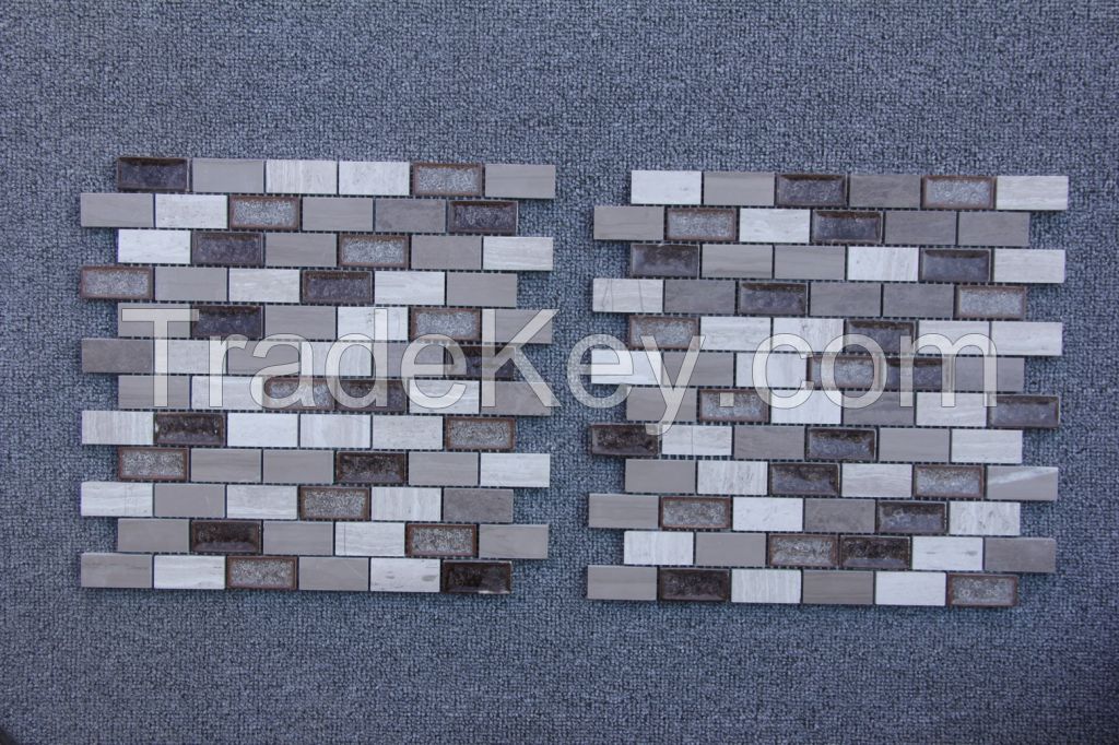 Silver Wood and Striation Elegant Mosaic