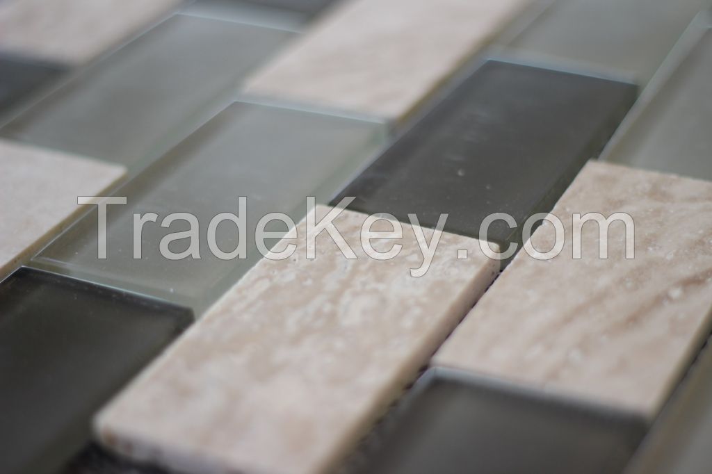 Glass and Travertine Mosaic