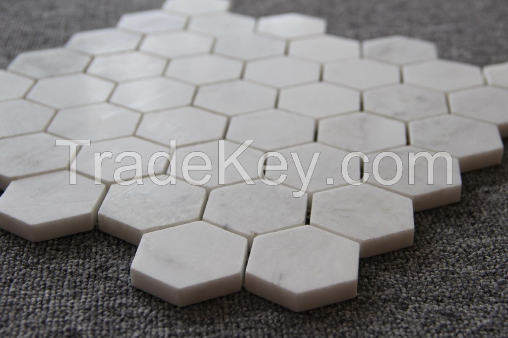 Carrara White MosaicTile White marble mosaic; hexagon polished 