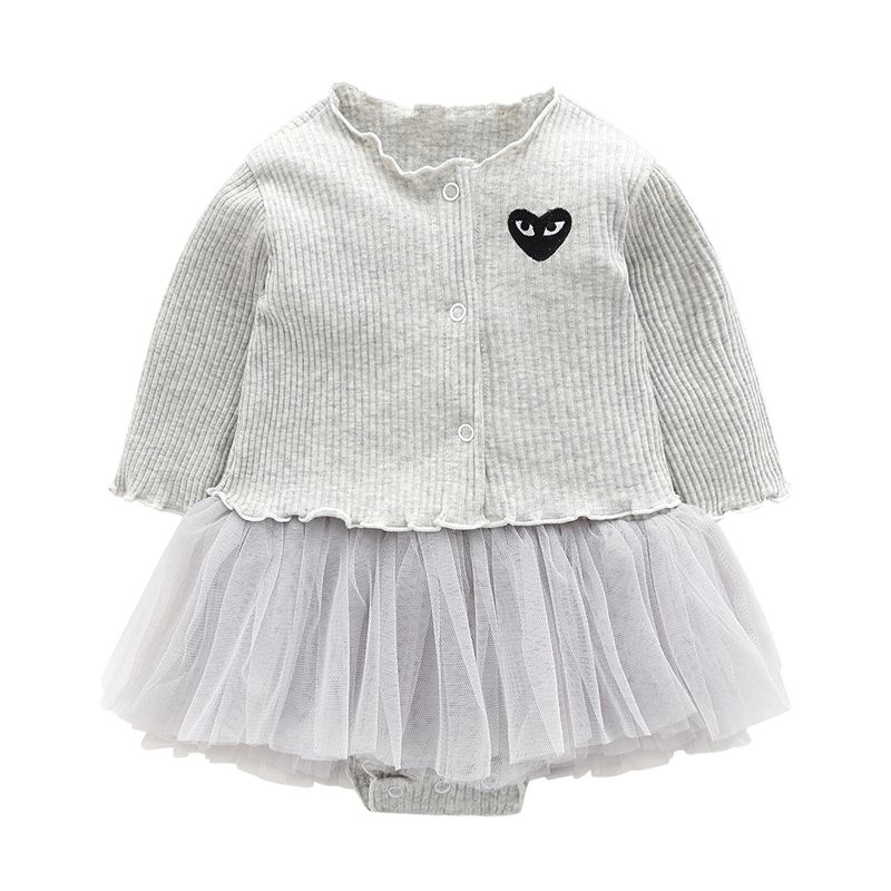 Heart EMB knitted Cotton princess Infant toddlers newborn baby girls clothes rompers sets wholesale