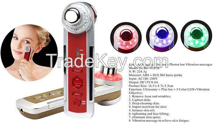 4 in 1 multifunctional Photon-Ultrasonic-Ionic-Vibrate Home Use Skin Care beauty Device