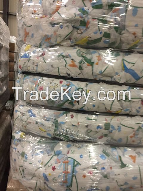 Baby diapers in bales