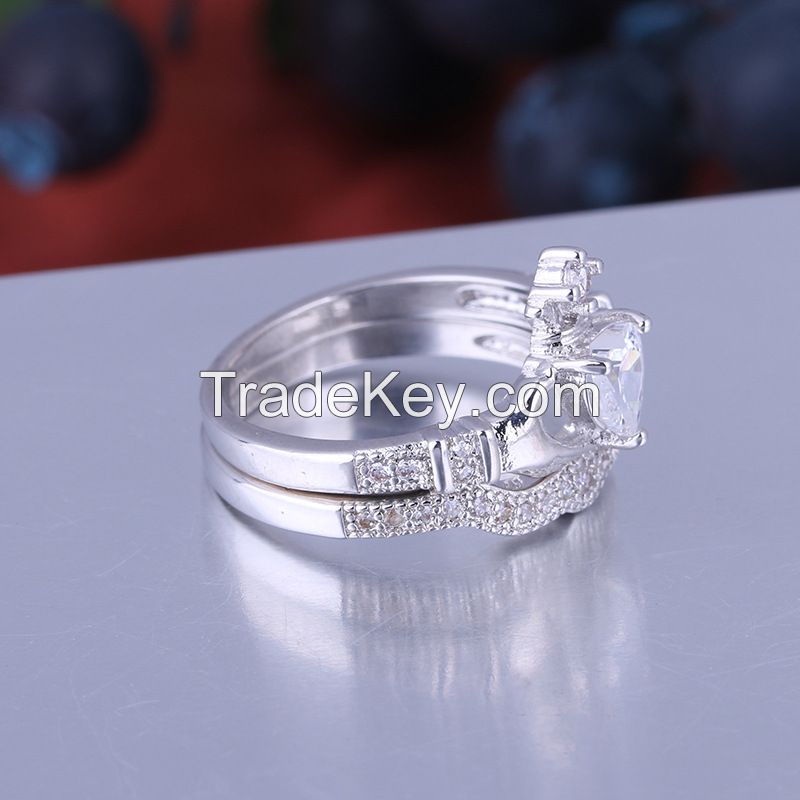 925 Silver Sterling rings set for women and men with top quality AAA CZ