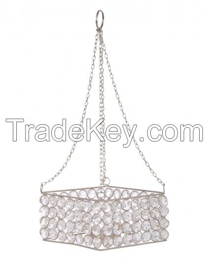 Natural Crystal-Metal Beaded Handmade Candle Chandelier