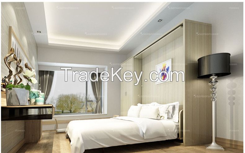 Sepsion Revolving Folding Wall Bed Home Furniture with Cabinets