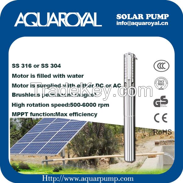 DC Solar Pumps|Permanent Magnet|DC brushless motor|Motor is filled with water|Solar well pumps-4SP5/8(Integrated Type)