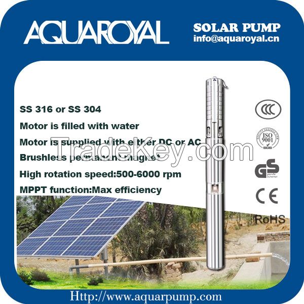 DC Solar Pumps|Permanent Magnet|DC brushless motor|Motor is filled with water|Solar well pumps-4SP5/8(Separated Type)