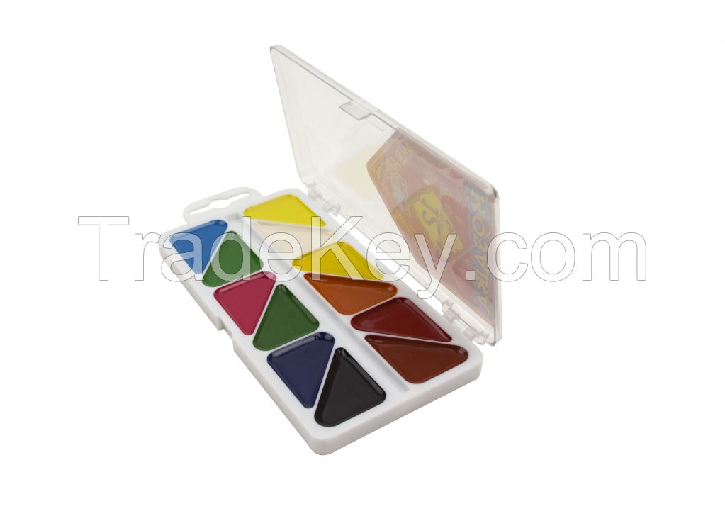 12 watercolor set, square pans, plastic box