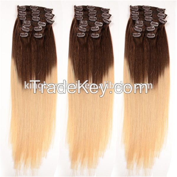 Hot sale 100%human hair clip-in hair  Brzailian hair 