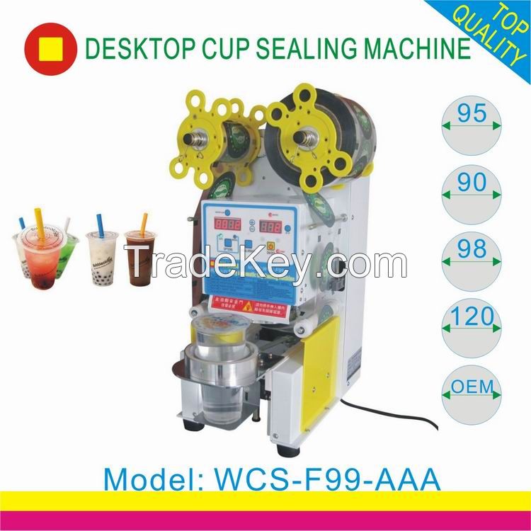 CE approved plastic cup sealing machine for bubble tea on sale