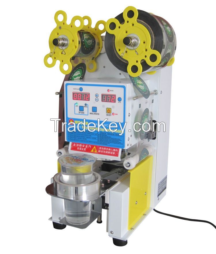 CE approved plastic cup sealing machine for bubble tea on sale