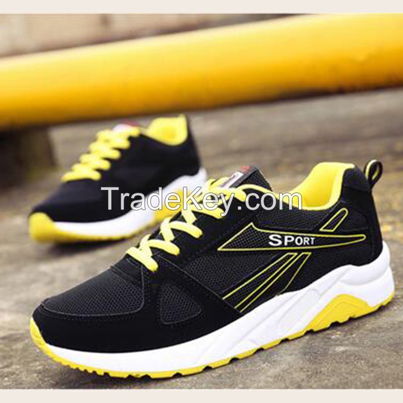 Cheapest Sneakers New Korean Fashion Breathable Mesh Casual Sports Running Shoes Black Yellow