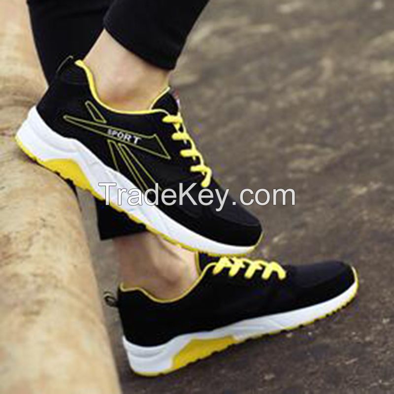 Cheapest Sneakers New Korean Fashion Breathable Mesh Casual Sports Running Shoes Black Yellow