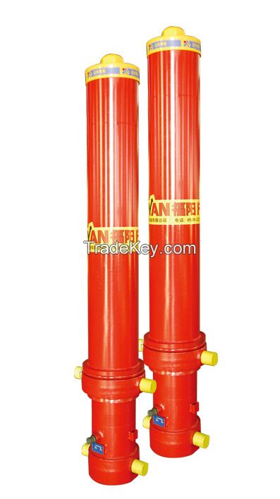 Front telescopic hydraulic cylinder used for HOWO, WECHAI, FOTON dumper truck, mining truck