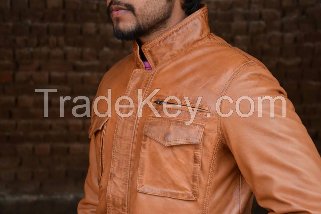 New Fashion Men 100%  Original Lamb Leather Fashion jacket Coat 