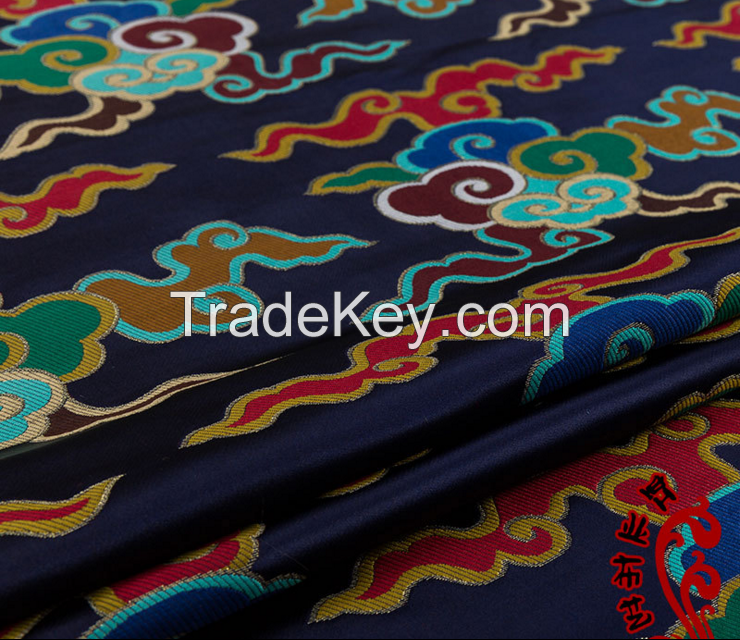 Chinese silk cheongsam ancient Chi-pao fabric color cloud pattern embroidery