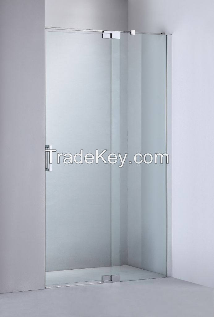 Frameless shower door with custom hinge