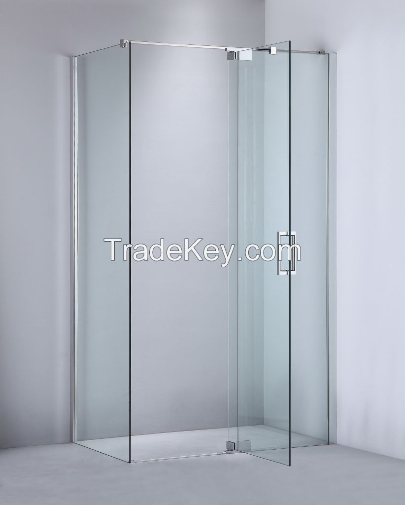 Frameless shower door with custom hinge