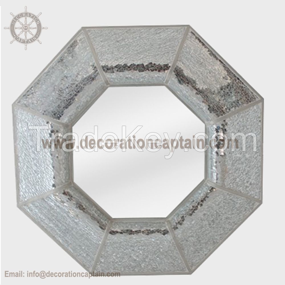 Decorative cracked mosaic wall mirror crackle mosaic frame mirror Silver broken glass wall mirror cullet  mirror