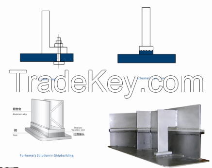 Explosive Clad metal Aluminum Alloyed TitaniumSteel Structure Transition Joint for shipbuilding, ship repair