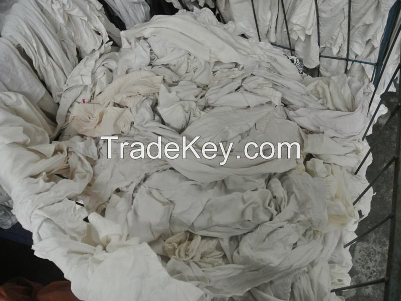 white second-hand cloth cotton wiping rags