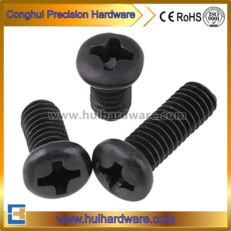 Cross Recessed Round Head Machine Screw with Black