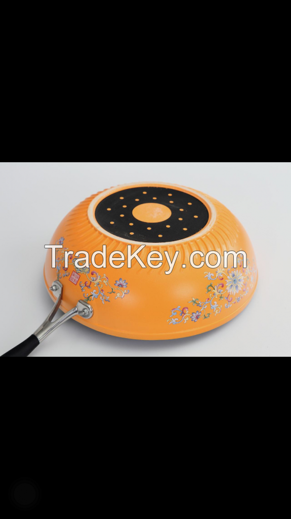 painted enamel pure ceramics Non-stick Non-broken wok pan