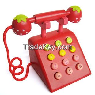 Digital toys for children of old telephone set with wooden simulation