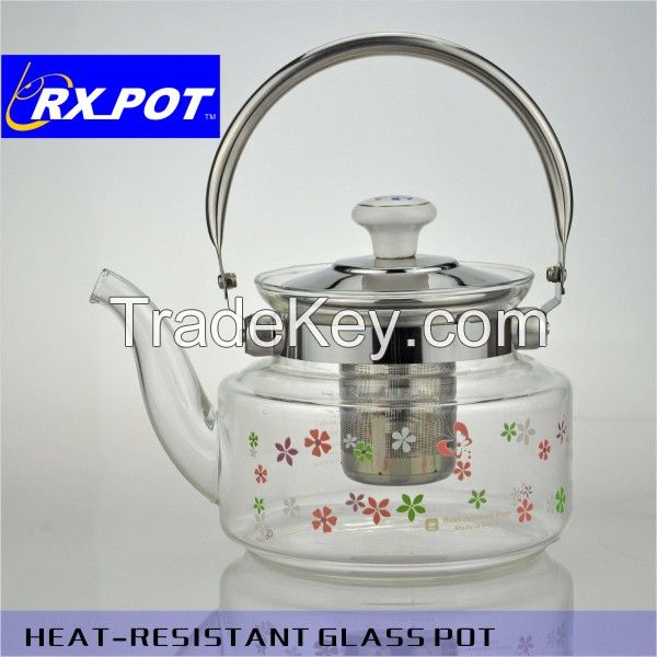 Eco-friendly mouth blown borosilicate glass teapot