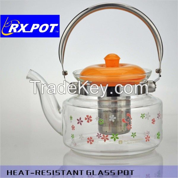 Eco-friendly mouth blown borosilicate glass teapot