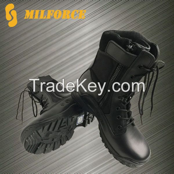 Cow leather black Europe military police boots for army