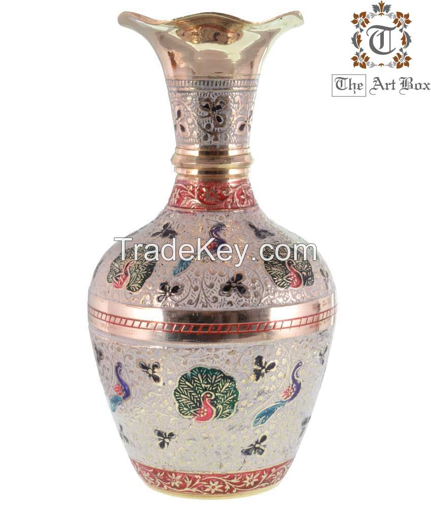 Brass Colorful Flower Vase Home Decor Metal Vases