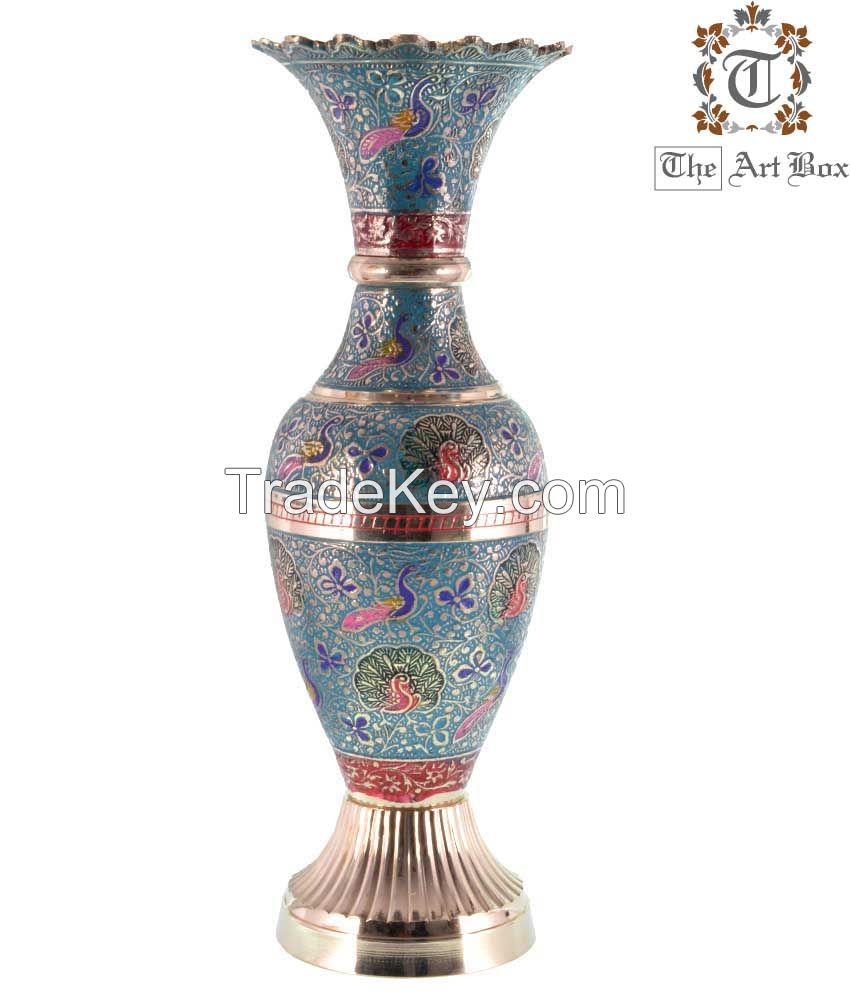 Brass Colorful Flower Vase Home Decor Metal Vases