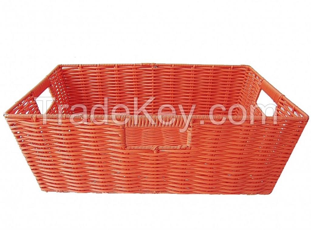 PE pipe woven storage basket  three clasp hands 