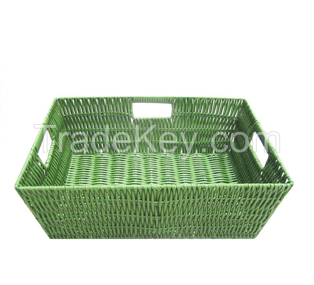 PE pipe woven storage basket  three clasp hands 