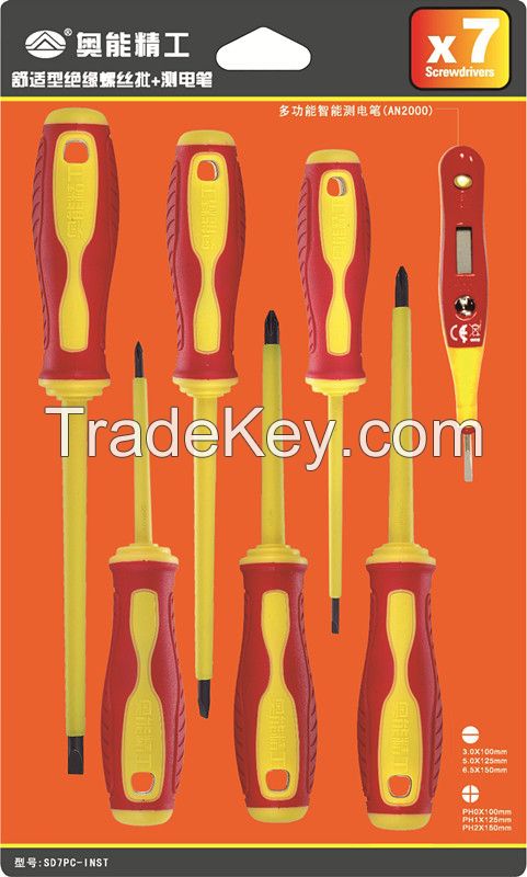 Insulated cushion grip screwdriver 7 pcs set