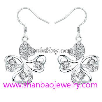 Silver Plated Costume Fashion Zircon Jewelry Earrings