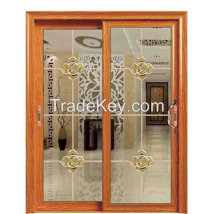 patio sliding aluminium double doors with tempered glass