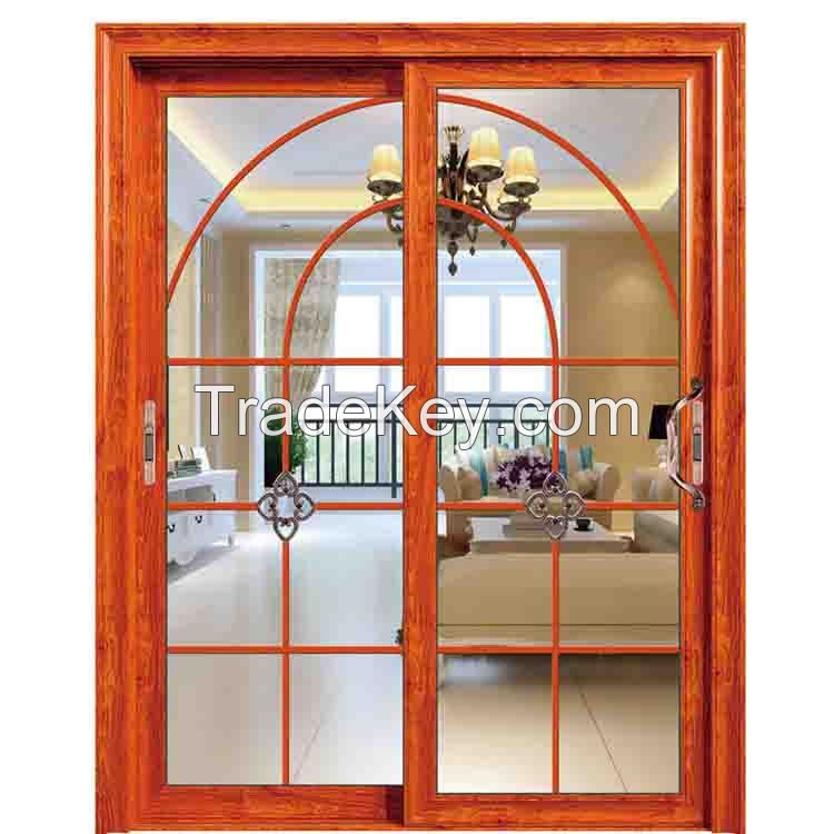 patio sliding aluminium double doors with tempered glass