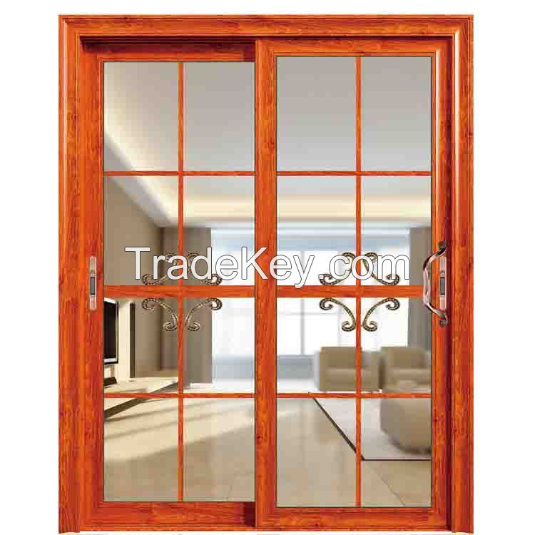 patio sliding aluminium double doors with tempered glass