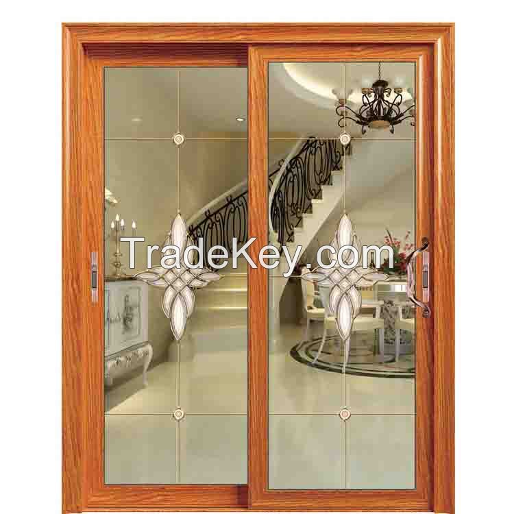 patio sliding aluminium double doors with tempered glass