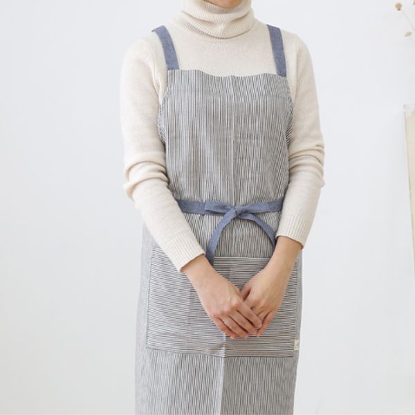 Urban Stripe Suspender Cross Back Apron